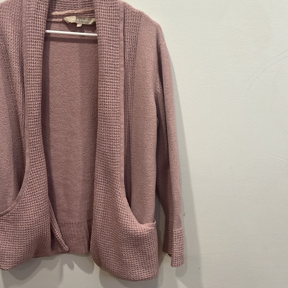 Chloe & Jasmine Women's Large Pink Waffle Sweater Cardigan Top - Picture 6 of 13